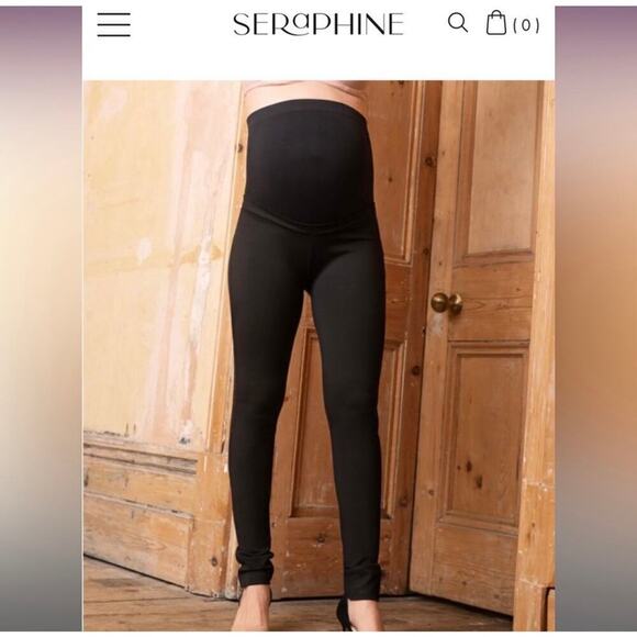 Seraphine trouser legging (treggings) black over the bump maternity size 2 - Picture 1 of 8